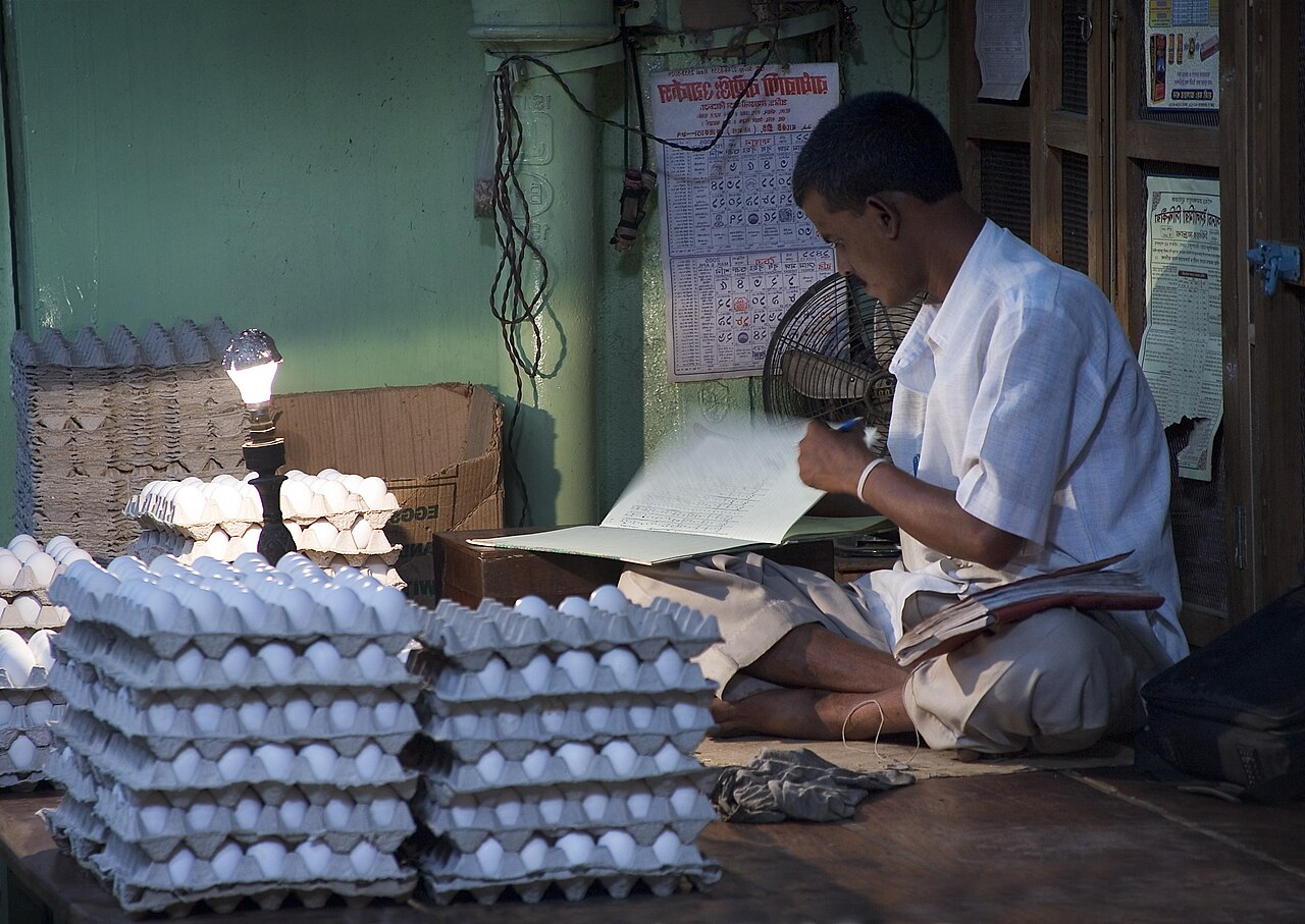 Egg trays at an Indian egg shop
